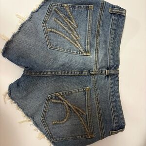 Michael Kors Light Blue Frayed Denim Cutoff Shorts